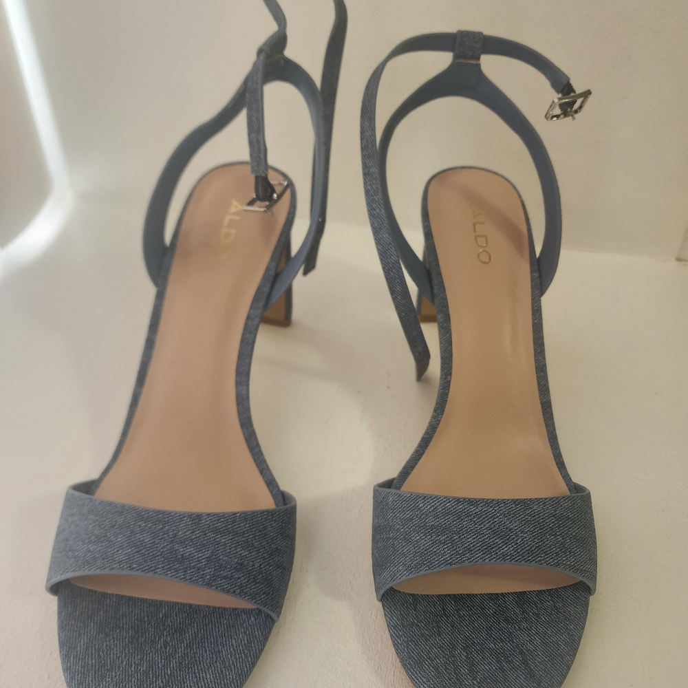 ALDO Denim Blue Open-Toe Ankle Strap Heels